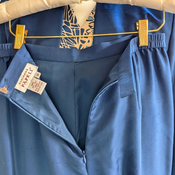 Couture Adrianna Papell 3Pc Cobalt Blue Silk Suit - Picture 10 of 13